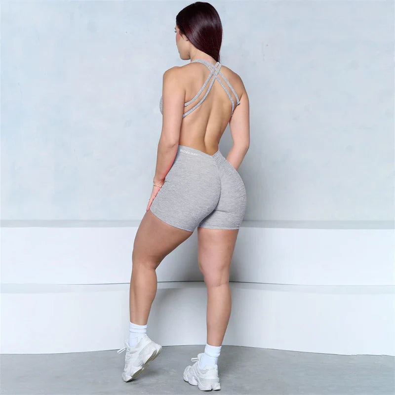 V-Back Scrunch Romper One Piece