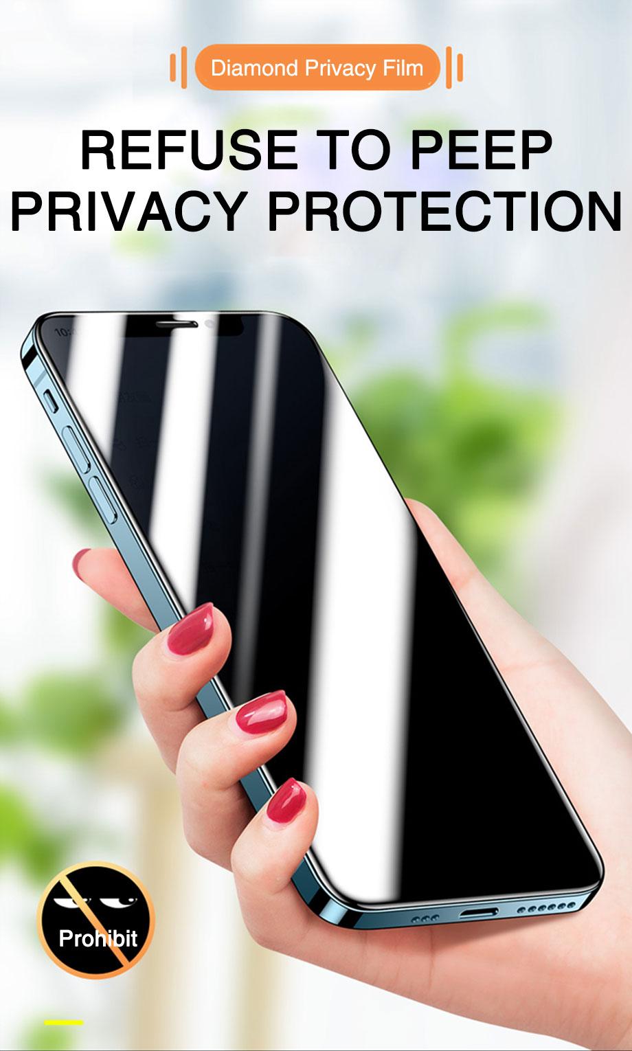 200D Anti Glare Tempered Glass For iPhone 13 12 11 14 Pro Max Mini Privacy Screen Protector iPhone 14 7 8 Plus XR X Screen Glass Anti Spy Tempered Glass Screen Protector Full Coverage Stevvex