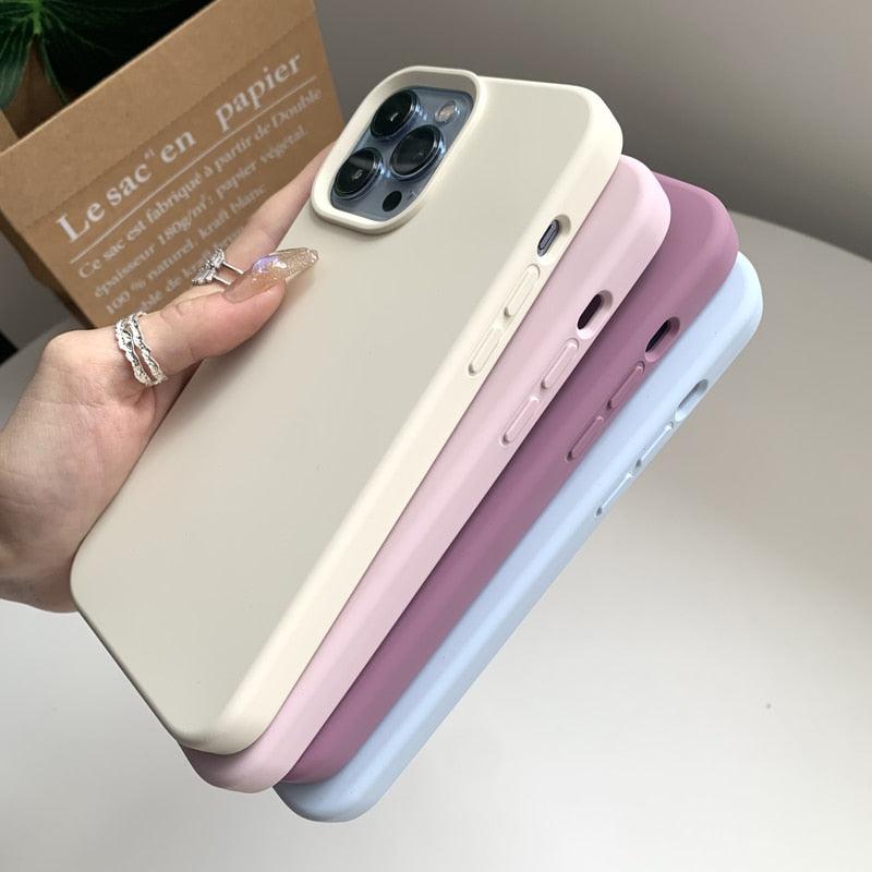 Silicone Soft Thick Protective Rubber Phone Basic Case For iPhone 14 13 Pro Max Case Luxury Silicone Phone Case for iPhone Solid Color Classic Camera Protection Case Stevvex