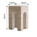 Travertine Sculptures and Figurines Archway Shape Statue for Shelf Coffee Table TV Cabinet Bookshelf Living Room Home Decoration
