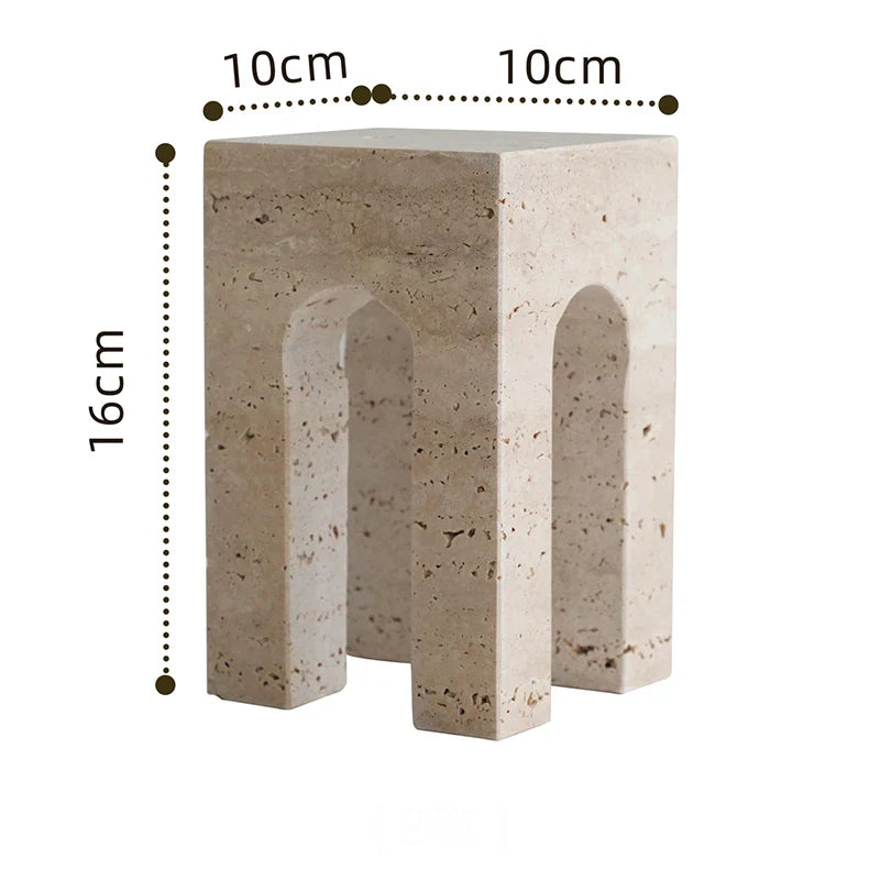 Travertine Sculptures and Figurines Archway Shape Statue for Shelf Coffee Table TV Cabinet Bookshelf Living Room Home Decoration