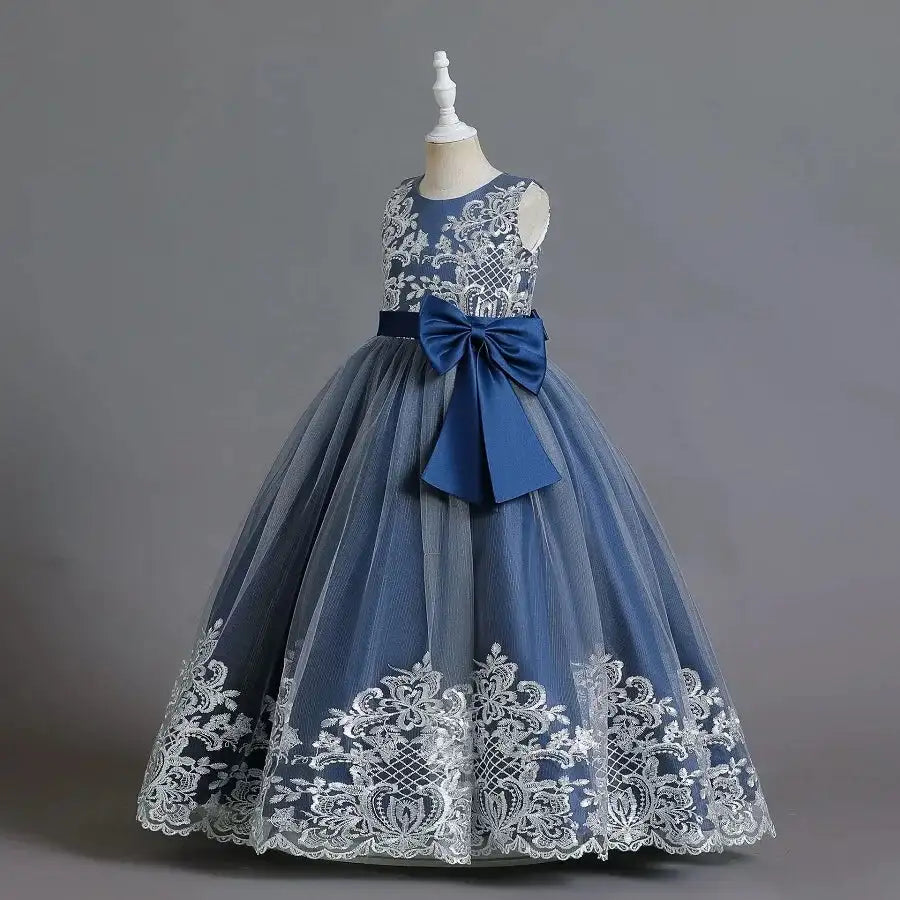 New Christmas Party Princess long dress children's dress children's gauze lace birthday party dinner ball big butterfly dress