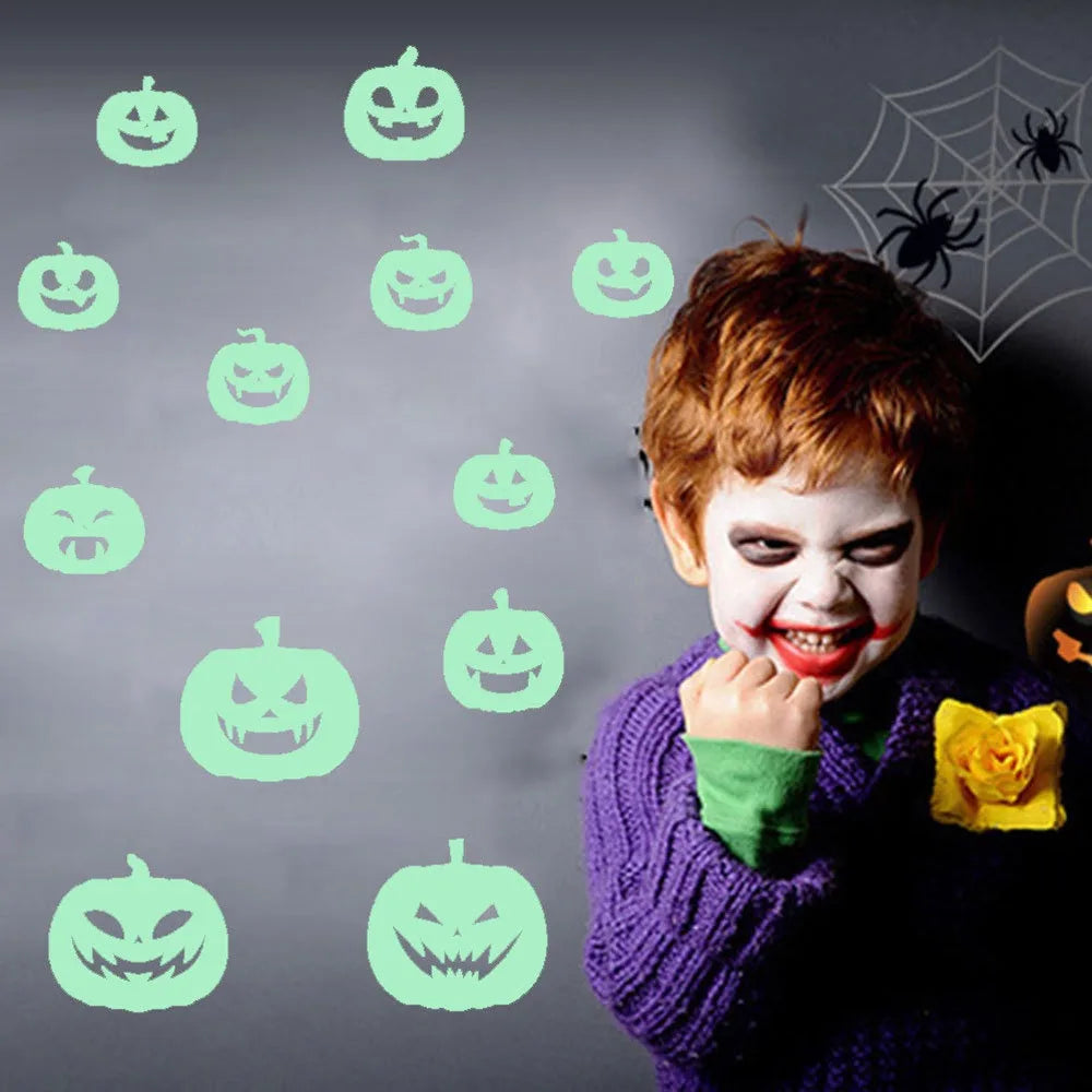 Halloween Luminous Wall Stickers Stickers Glow Dark Halloween Decor Creative Carved Fluorescent Festival Horror Home Decoration