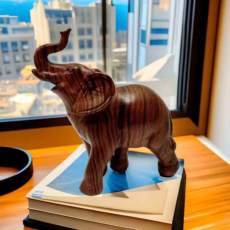 1pc Wildlife Collection Elephant Sculpture Statue - Resin Decor For Home Decoration And Desktop Decoration,Cute Ornament, Lootquake LLC