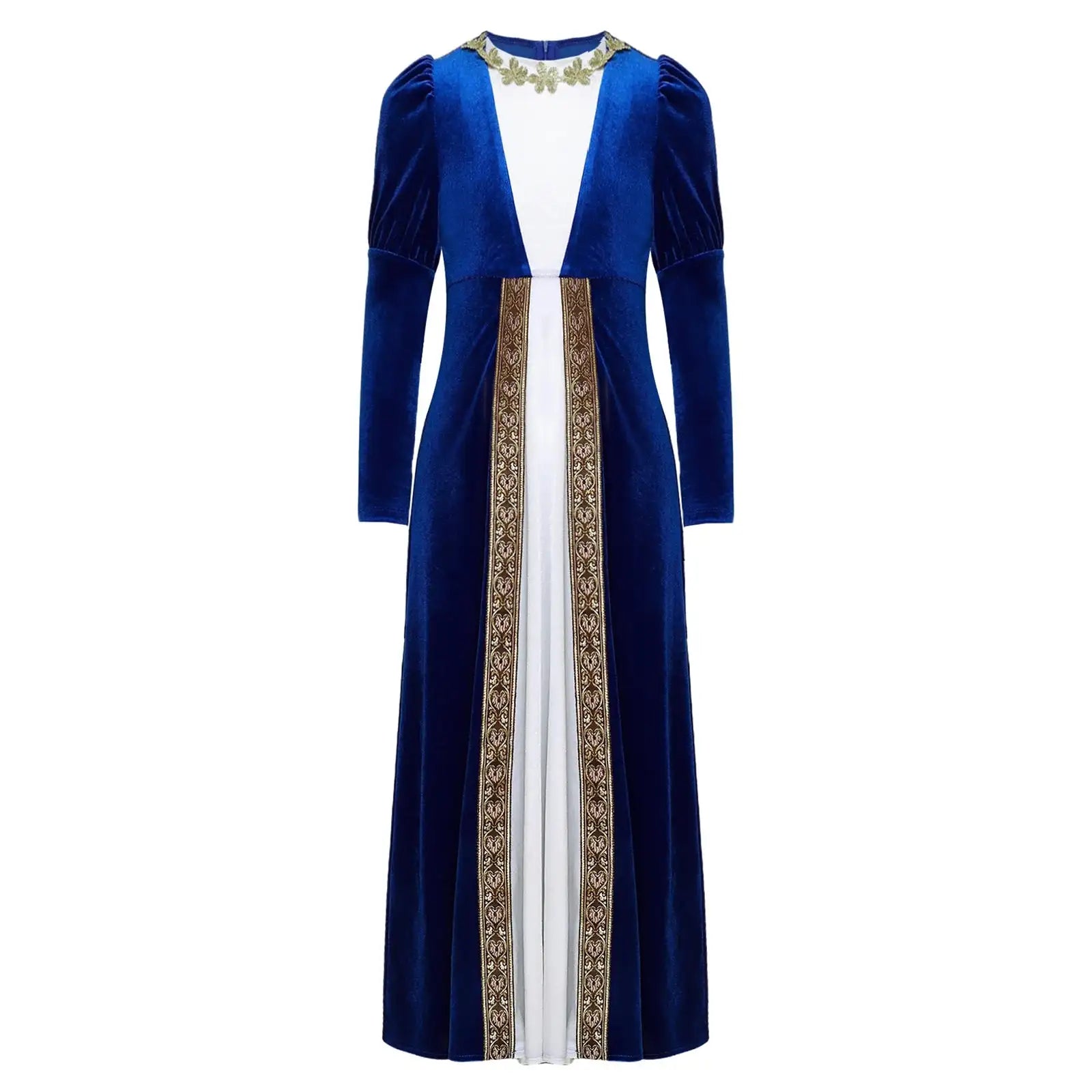 Girls Velvet Medieval Princess Dress Long Sleeve Renaissance Retro Robe Ancient Roman Long Dress for Halloween Carnival Party