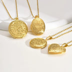 Vnox Stainless Steel Heart Locket Necklace Pendant with Photo Frame, Elegant Gold Plated Design Womens Gift