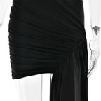 Irregular Pleated Mini Dress | Tassel Hem Streetwear Dress - Femstylo