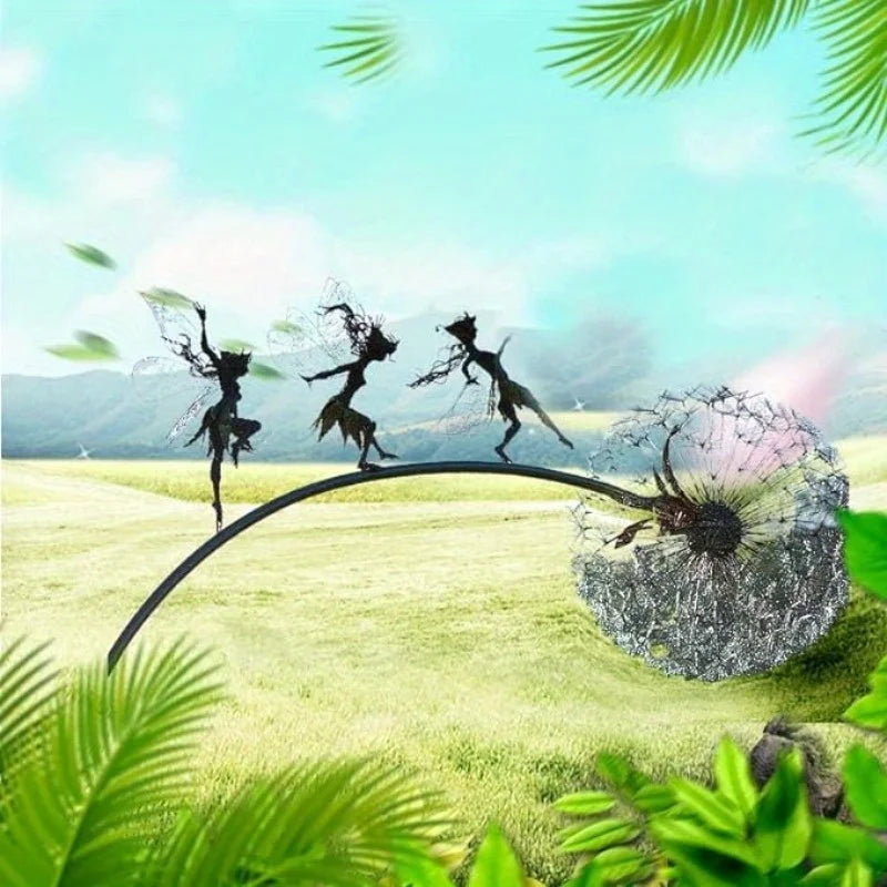 Whimsical Flower Fairy Garden Statue - Stainless Steel Art Sculpture with Delicate Dance Pose - Outdoor Courtyard, Lawn, and Ter Lootquake LLC