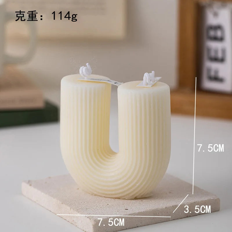 U Shaped Candle Scented Candles Ribbed Aesthetic Home Decorative Candles Smokeless Personalized Candles Guest Gift Lot Lootquake LLC