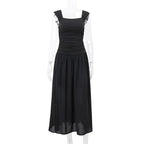 Ruched Bodycon Maxi Dress | Y2K Square Neck Slip Dress -femstylo