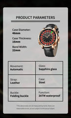 Pindu Player Gambling Series Men's Watch European Roulette Poker Game Fully Automatic Mechanical Sports Design Party Watch
