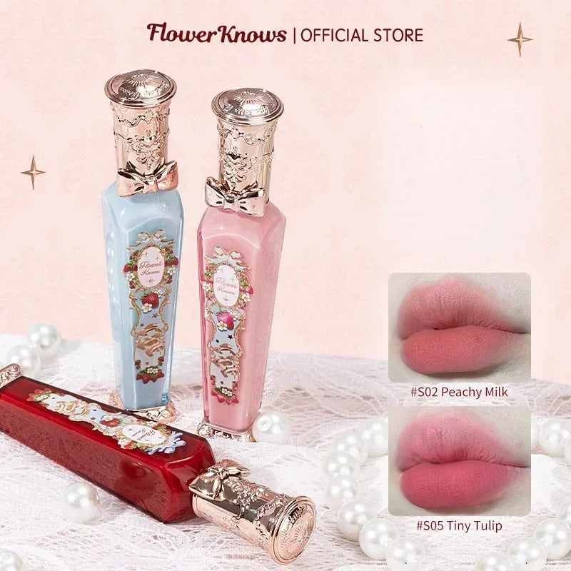 Flower Knows Strawberry Rococo Series Cloud Lip Cream Lip Gloss Long Lasting Velvet Lip Tint Lipstick for Women Cosmetic Lootquake LLC