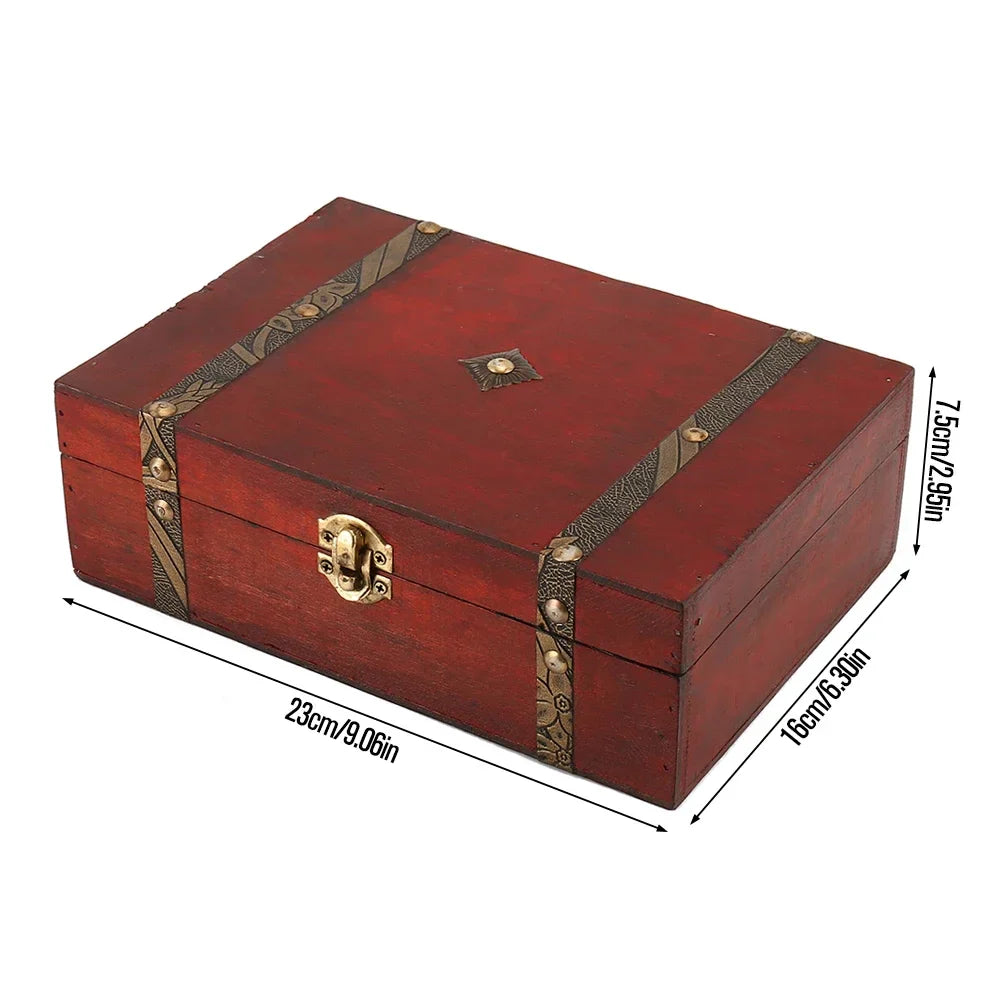 Wood Box 23 x 16 x 7.5cm Natural Wooden Storage Case Home Storage Retro Wooden Keepsake Box for Art Hobbies Gift Jewelry Rings Lootquake LLC