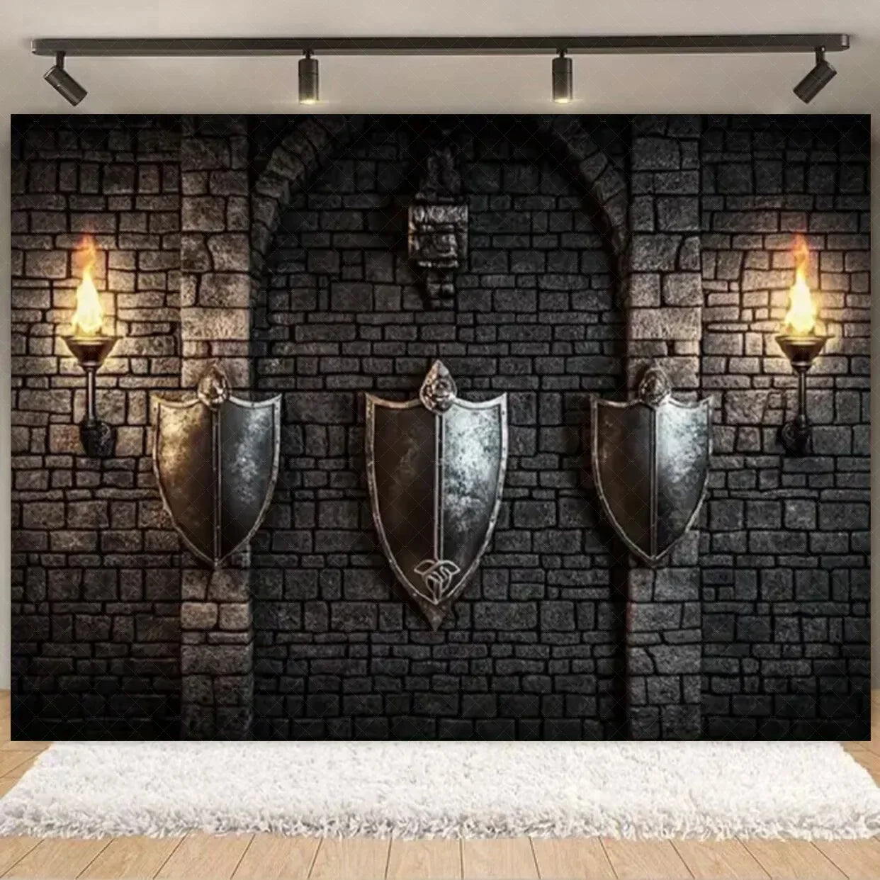 Halloween Decorations  Vintage Castle Wall Backdrop Photography Photos Stone Arched Door And Windows Design Studio Party Decor Lootquake LLC