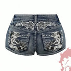 Kawaii cartoon character pocket embroidery high-quality slim denim shorts for women summer nightclub hip design casual y2k short
