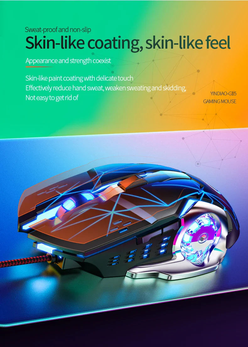 G15 Mechanical Gaming Mouse 7-Color Breathing Light Wired Laptop USB Desktop Office Computer Gaming Mouse Mute Lootquake LLC
