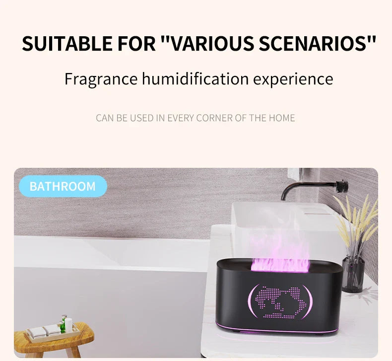Map Humidifier Colorful Gradient Flame Aroma Diffuser Home Hotel Desktop USB Air Humidification Lootquake LLC