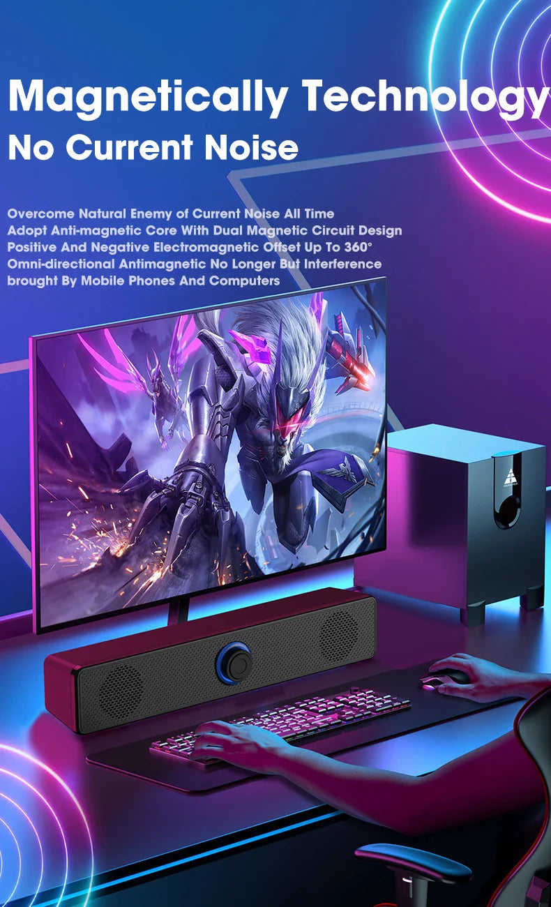 Salange Bluetooth Speaker USB Wired 3.5mm Port Sound Bar for PC Game Console Smartphone Laptop Tablet Black Desk Set Long Lootquake LLC