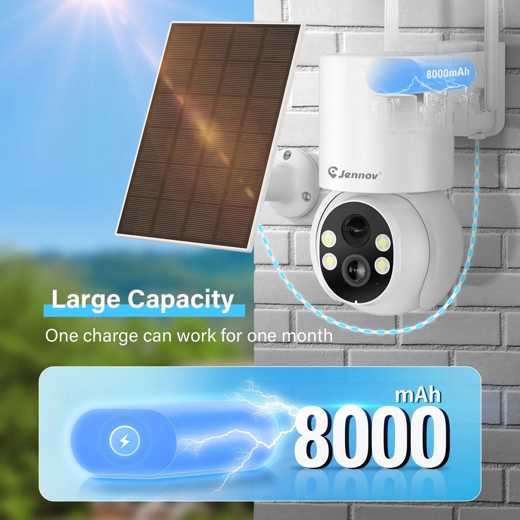 Jennov Solar Security Camera Outdoor Wireless, 2K 3MP 360° View Battery Powered WiFi CCTV Camera with Solar Panel IP66 Lootquake LLC