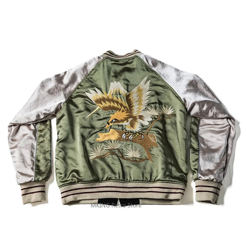 Non Stock Men's Yokosuka Baseball Jacket Dragon Tiger Falcon Embroidered Short Jacket