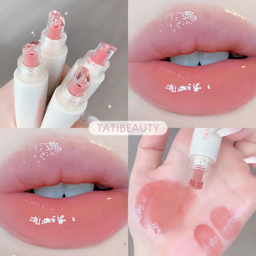 TATIBEAUTY Lip Jelly Essence Hydrating Lipstick Lip Gloss Lip Gloss Mirror Lip Gloss Lipstick Tender Pink Student Makeup Lootquake LLC