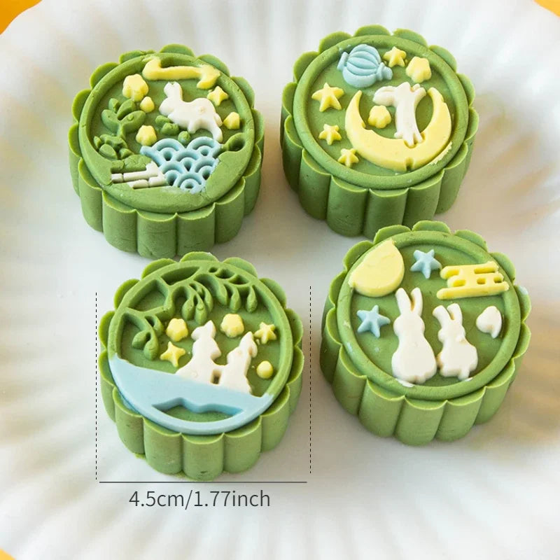 4Pcs/Set Easter Mooncake Mold Bunny Shape DIY Hand Pressure Pastry Mold Mid Autumn Festival Fondant Cake Mould Decoration Tool Lootquake LLC