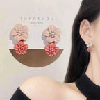925 Silver Needle Korean Fashion Camellia Flower Earrings For Women Jewelry 2025 Trending Women's Black White Stud Earrings Gift