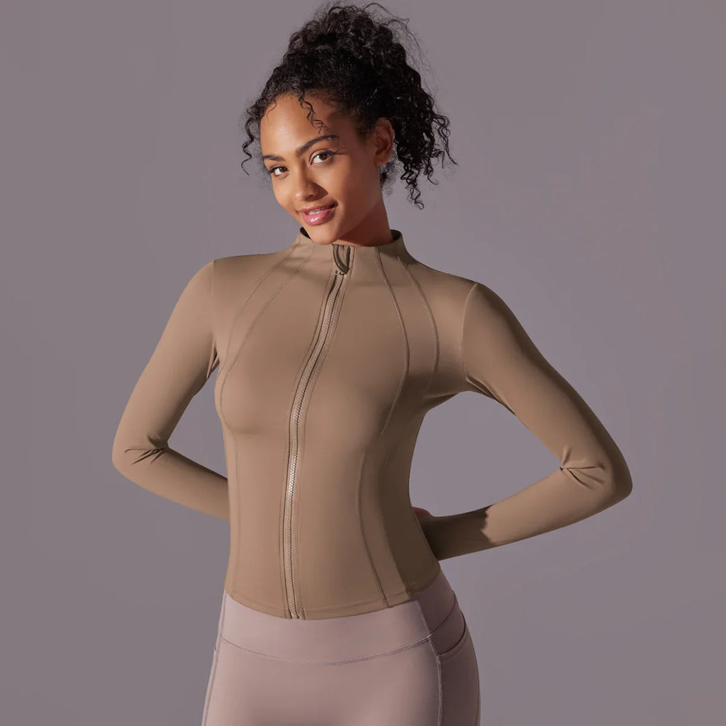 Women's Full Zip Yoga Top With Thumbholes - SJB-DIAMOND ELITES