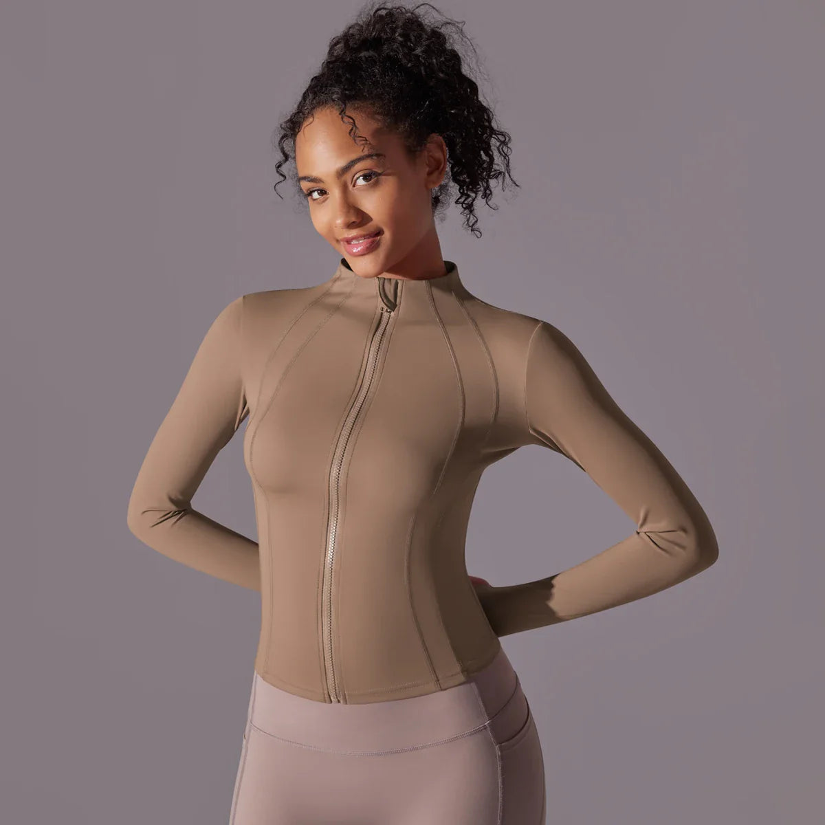 Women's Full Zip Yoga Top With Thumbholes - SJB-DIAMOND ELITES