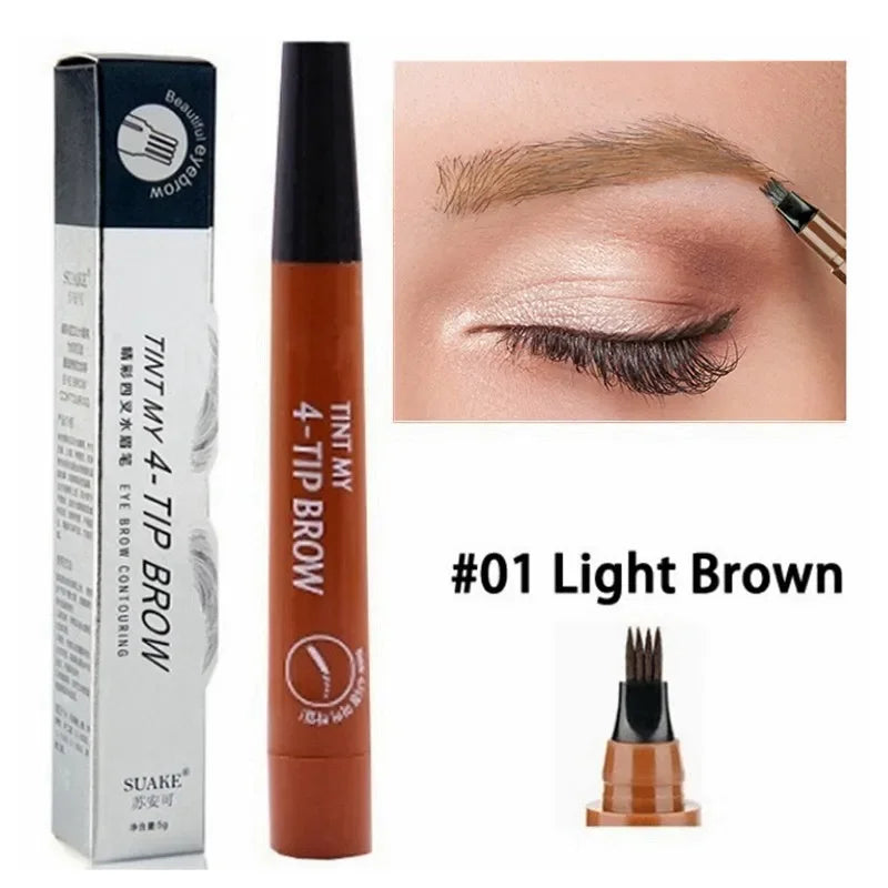 4 Fork Eyebrow Pencil Natural Waterproof Anti-sweat Lasting Liquid Does Not Faint Dye Extremely Fine Eyebrow Pencil Makeup Tool Lootquake LLC