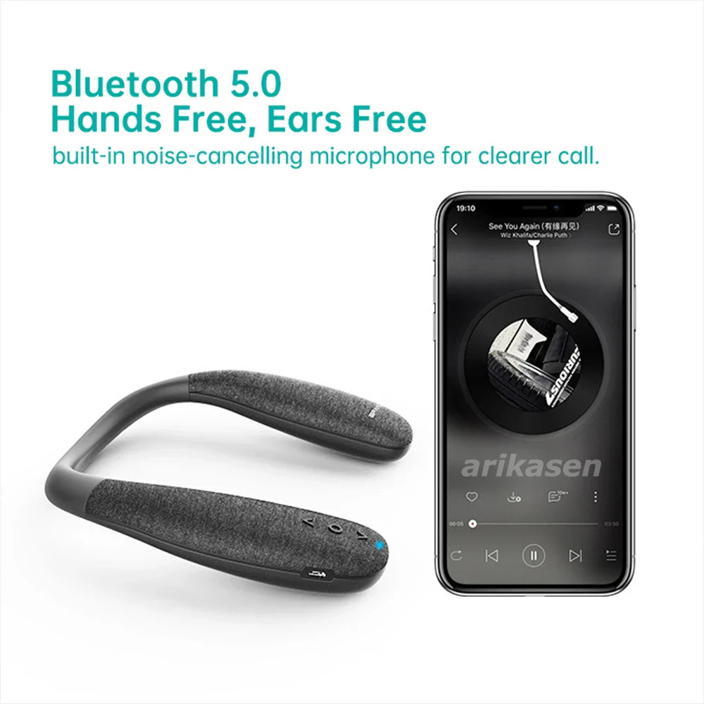 Neckband Bluetooth Speakers 12H music Wireless Wearable Speaker True 3D Stereo Sound Portable Personal Speakers with microphone Lootquake LLC