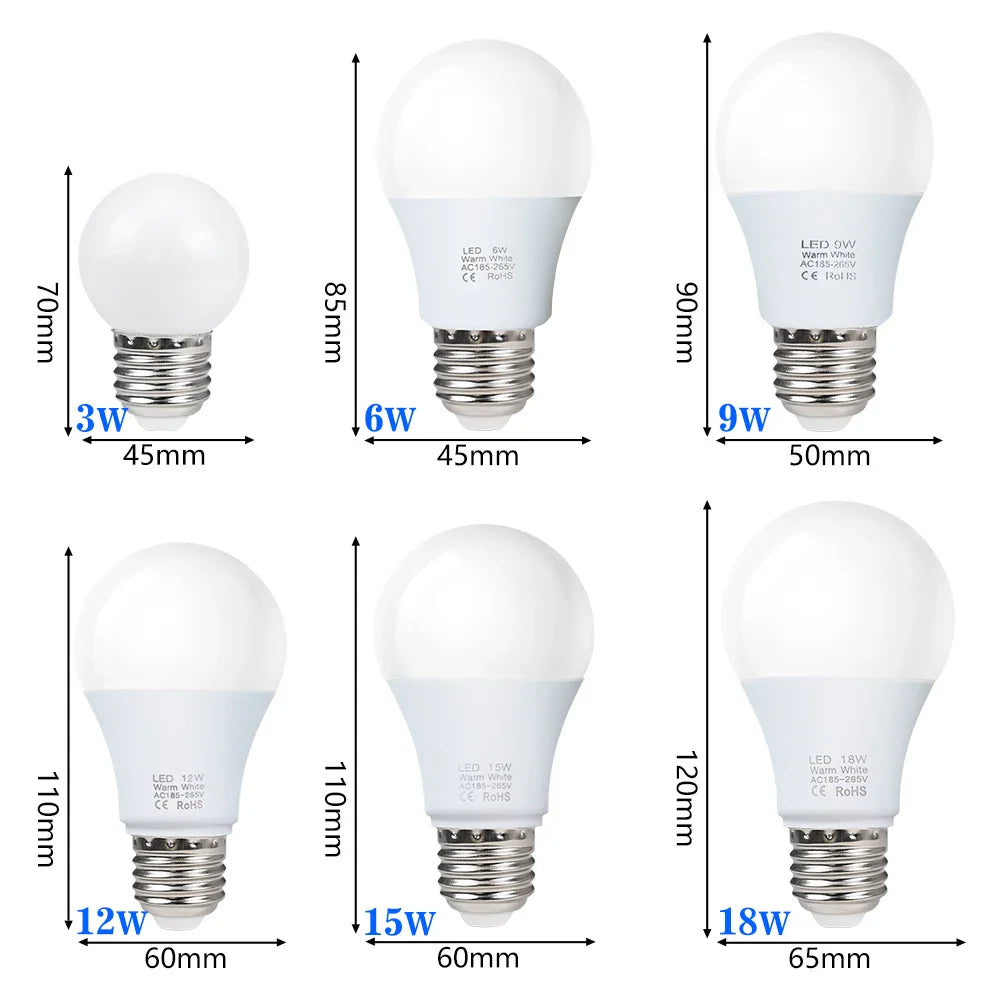 E27 LED Bulb Smart IC Energy Saving Light 220V-240V High Brightness Indoor Home Lighting Ampoule Bombilla Lampada Projector Lamp