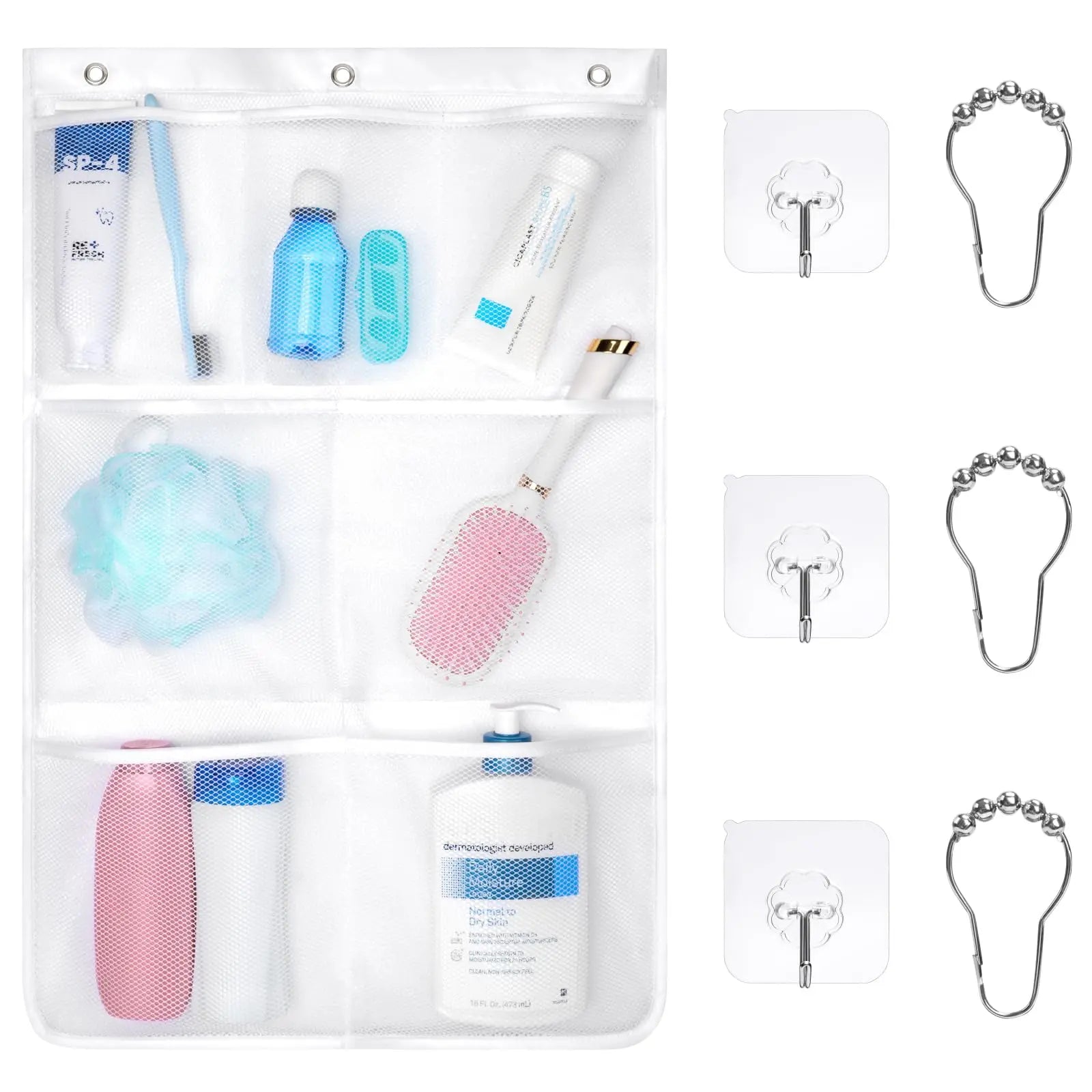Hanging Storage Bag Mesh Shower Organizer Bathroom Storage Rack Home Organization Home Storage Organization Bathroom Accessories Lootquake LLC