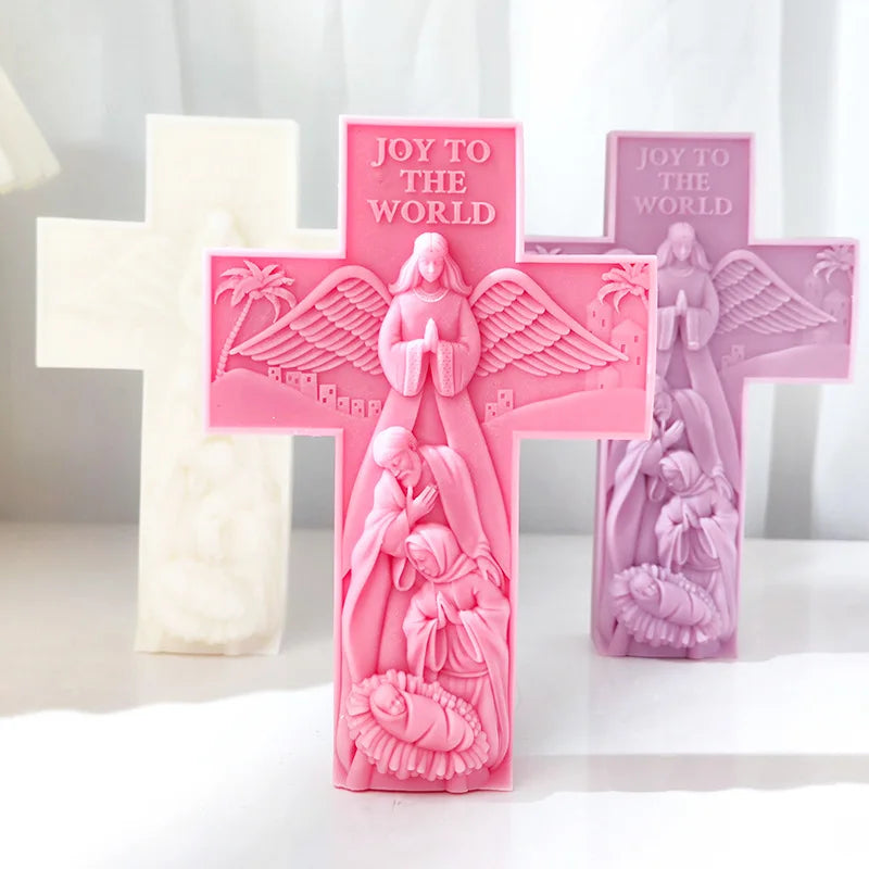 Cross Angel Virgin Mary Jesus Candle Silicone Mold Handmade Greek Mythology Sculpture Plaster Candle Soy Wax Mould Home Decor Lootquake LLC