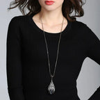 New Arrival Long Necklaces for Women 2024 Fashion Gray Crystal Choker Collier Femme Statement Necklaces & Pendants Accessories