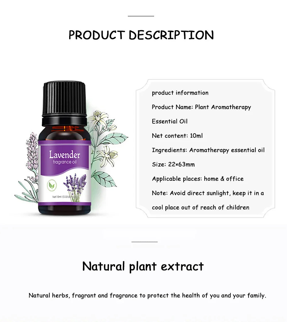 Natural Herb Essential Oils for Aroma Diffuser Air Humidifier Home Water-soluble 10ml Air Freshener Scents Fragrance Oil Perfume Lootquake LLC