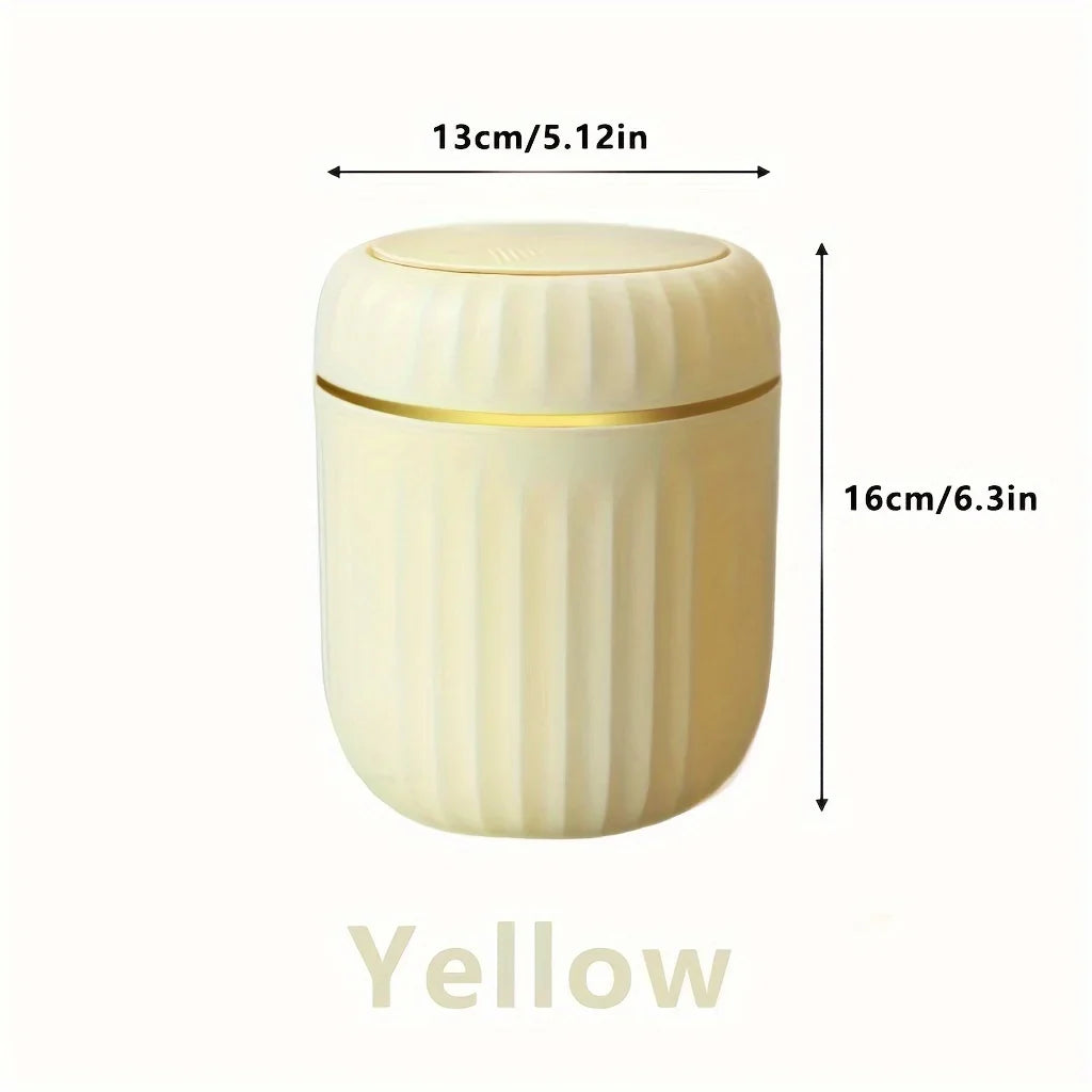 Elegant ultra large capacity mini trash bin with lid, stylish white and gold desktop trash bin suitable for home,office, bedroom Lootquake LLC