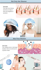 Face Hair Steamer Machine Humidifier Hot Nano Mist Sprayer Facial Ozone Vaporizer Hair Moisturizing Hydration Home Salon Steamer