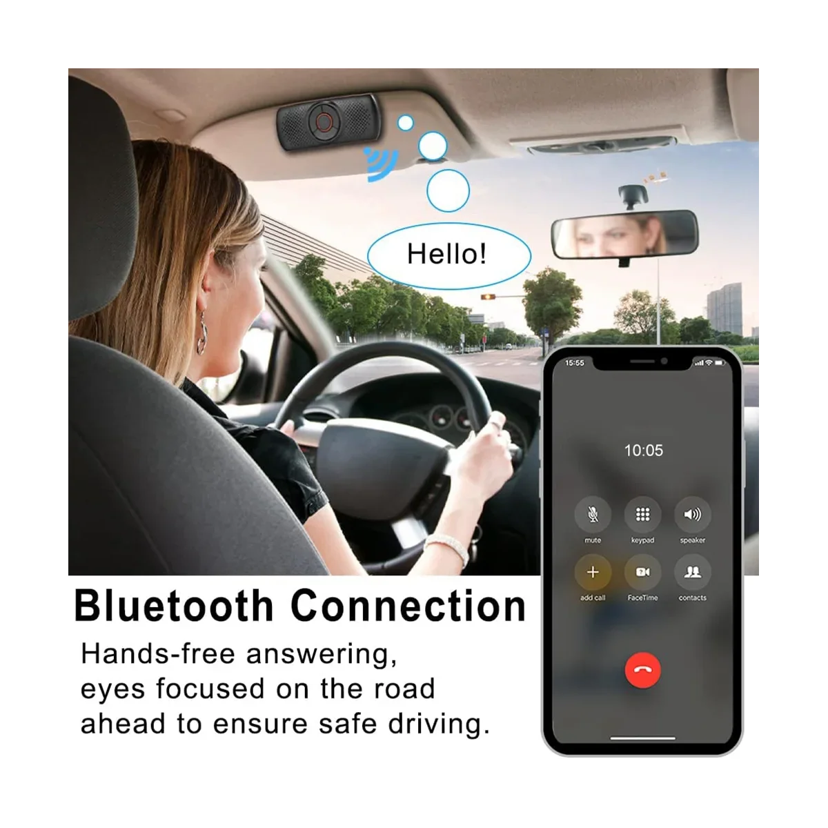 Car Bluetooth Speaker Bluetooth in Car Speakerphone for Handsfree Talking, Wireless Car Music Player with Visor Clip Lootquake LLC