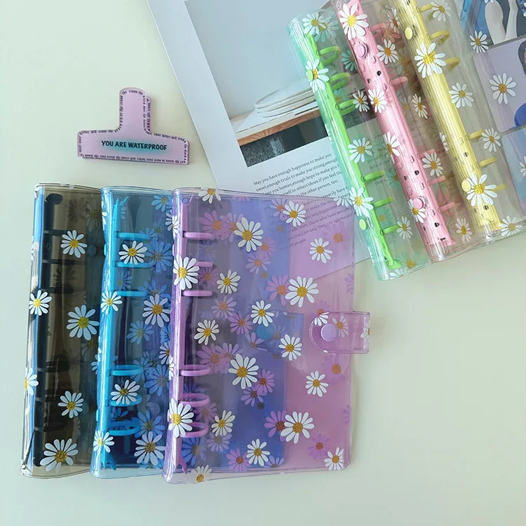A5 A6 A7 Fresh Green Yellow Pink Daisy Loose Leaf Binder Cover Journal Sketchbook Accessories Diary Office Supplies Lootquake LLC