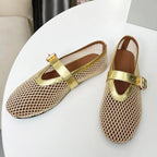 Summer Women's Shoes  breathable fishing net hollowed-out Roman-style flat women's sandals Mary Jane shoes Lootquake LLC