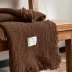 Maillard Cotton Blankets Four Layers Of Gauze Sofa Cover Blanket With Tassel AB Side Office Nap Decorative Bed Muslin Blanket Lootquake LLC