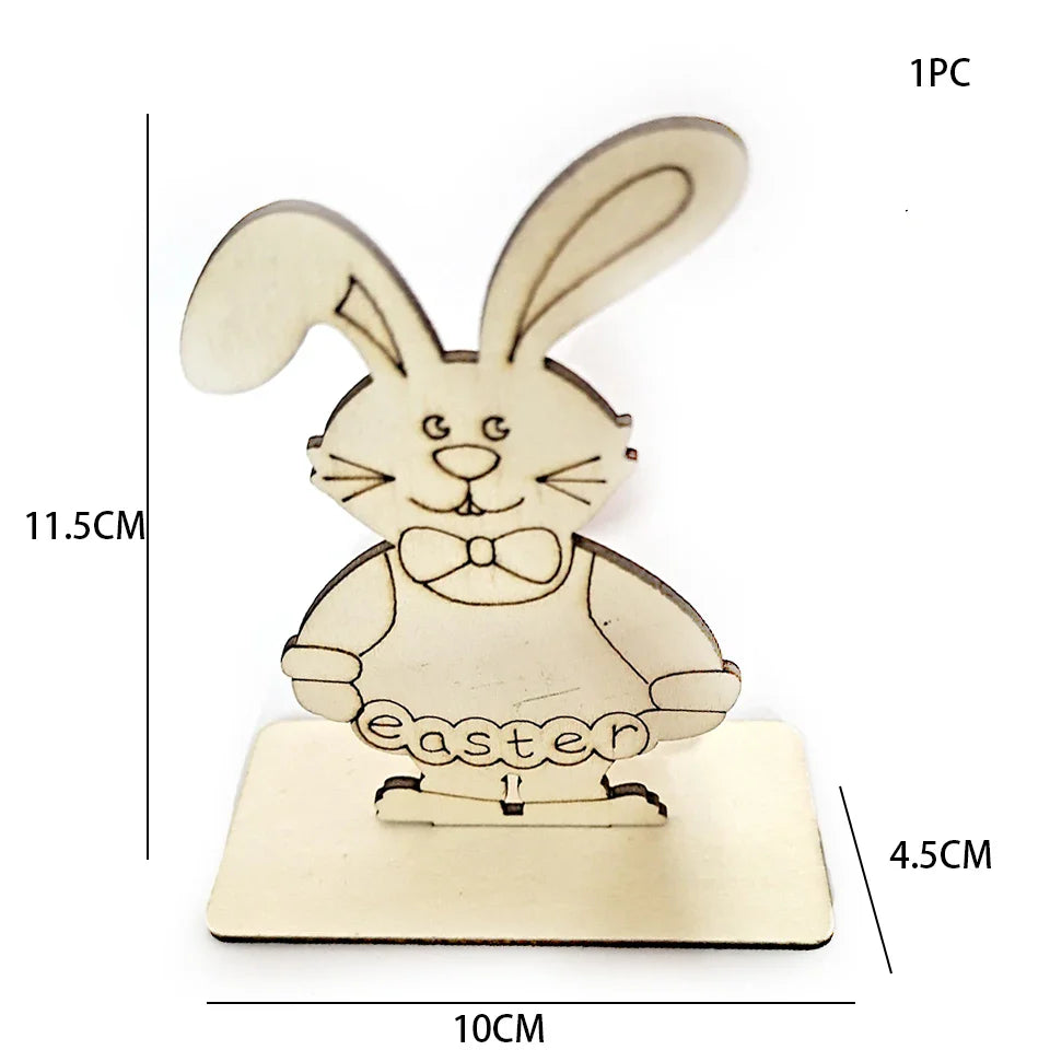 1pc Easter Wooden Egg Ornament Hollowed Rabbit Crafts For Easter Home Table Decorations Kids Handmade DIY Painting Gifts Supply Lootquake LLC