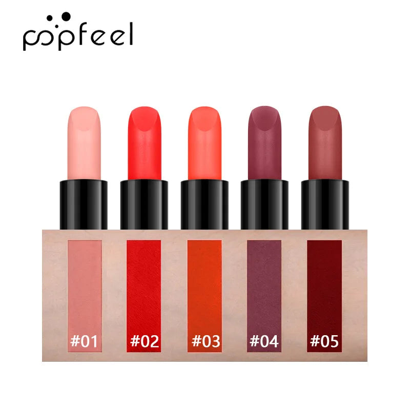 High Quality Popfeel Waterproof Lasting Matte Luxury Velvet Lipstick Make up Smudge-Free Pigmented Lipsticks Lip Gloss Cosmetics Lootquake LLC