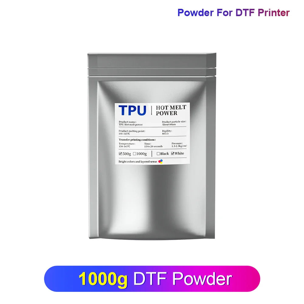 OYfame 500G 1000G DTF Powder Waterproof White Digital Transfer DTF Pretreat Powder For all Fabric DTF Hot Melt Adhesive Powders Lootquake LLC