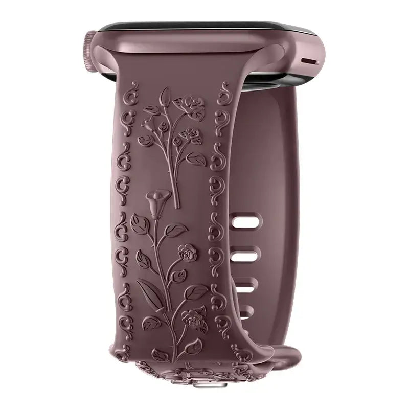 Apple Watch Silicone Band - Floral Engraved - Stylish Design - SJB-DIAMOND ELITES