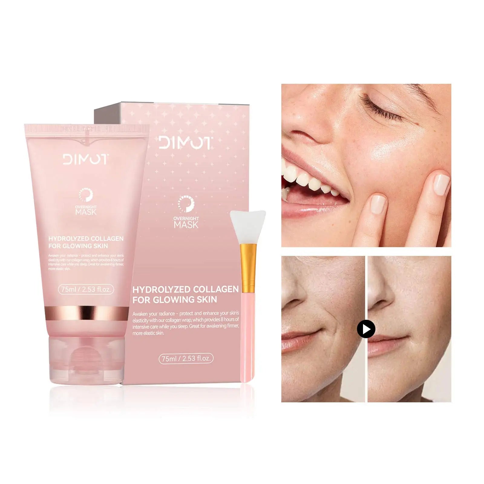 Collagen Night Wrapping MaskReduces Sagging & Dullness Hydrolyzed  Elasticity Hydration Skin Care for All Skin Types Lootquake LLC