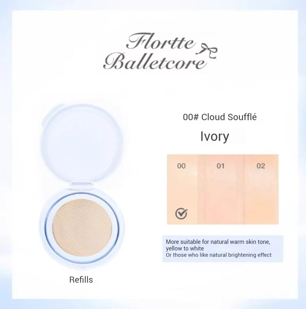 FLORTTE Air Cushion Concealer Coverage Moisturizing Long-Lasting Foundation Base Makeup Cream for Dry Skin Oil Control