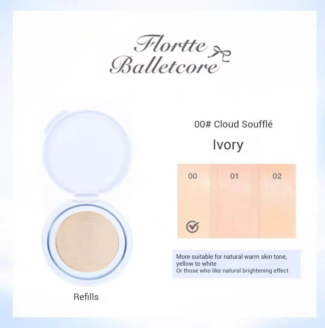 FLORTTE Air Cushion Concealer Coverage Moisturizing Long-Lasting Foundation Base Makeup Cream for Dry Skin Oil Control