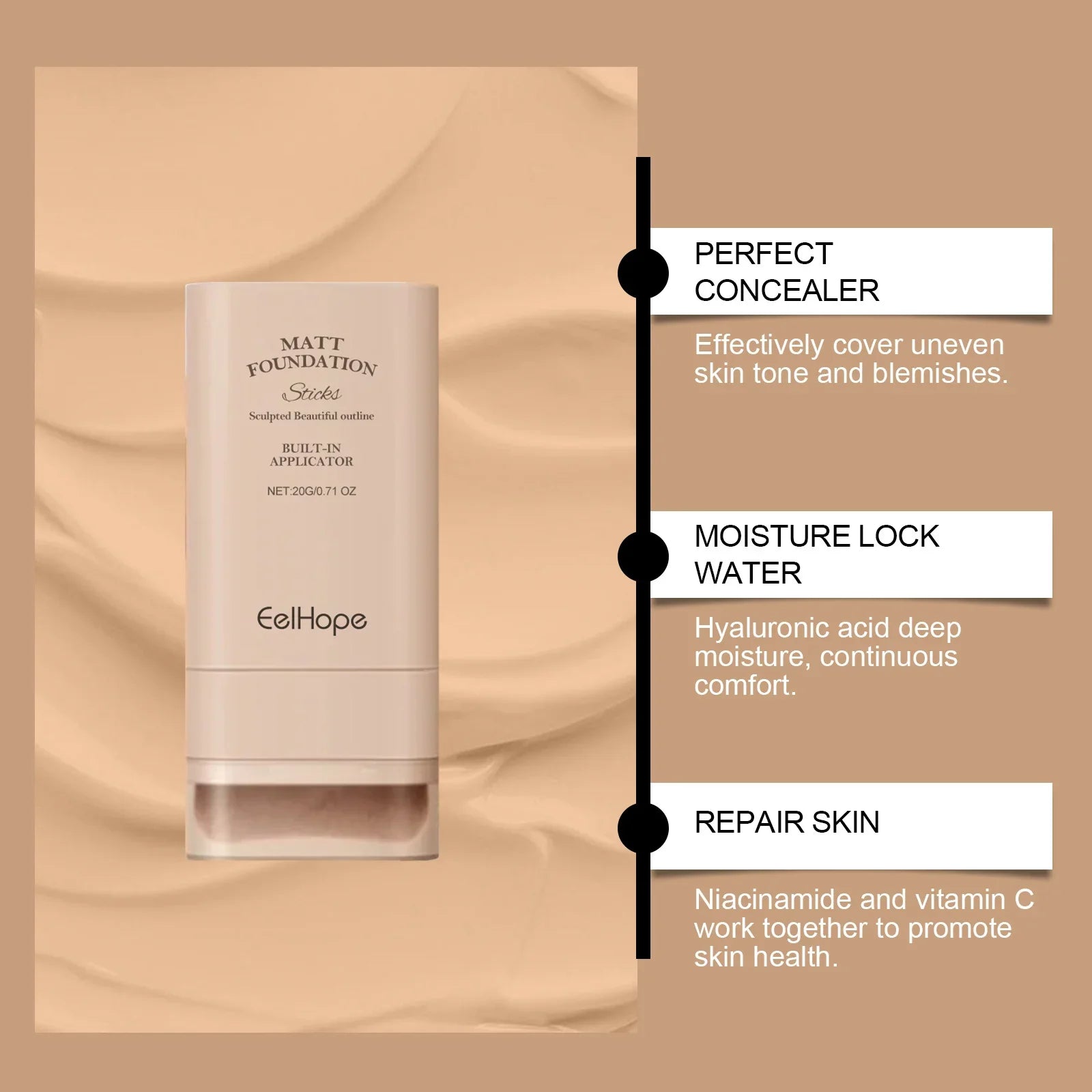 Eelhope Concealer Foundation Cream Long-Lasting Makeup Full Coverage Lightweight Waterproof Foundation Face Concealer Cosmetics Lootquake LLC